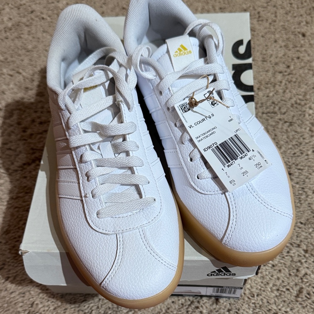 adidas White Sneakers with Gum Outsole - Picture 3 of 6